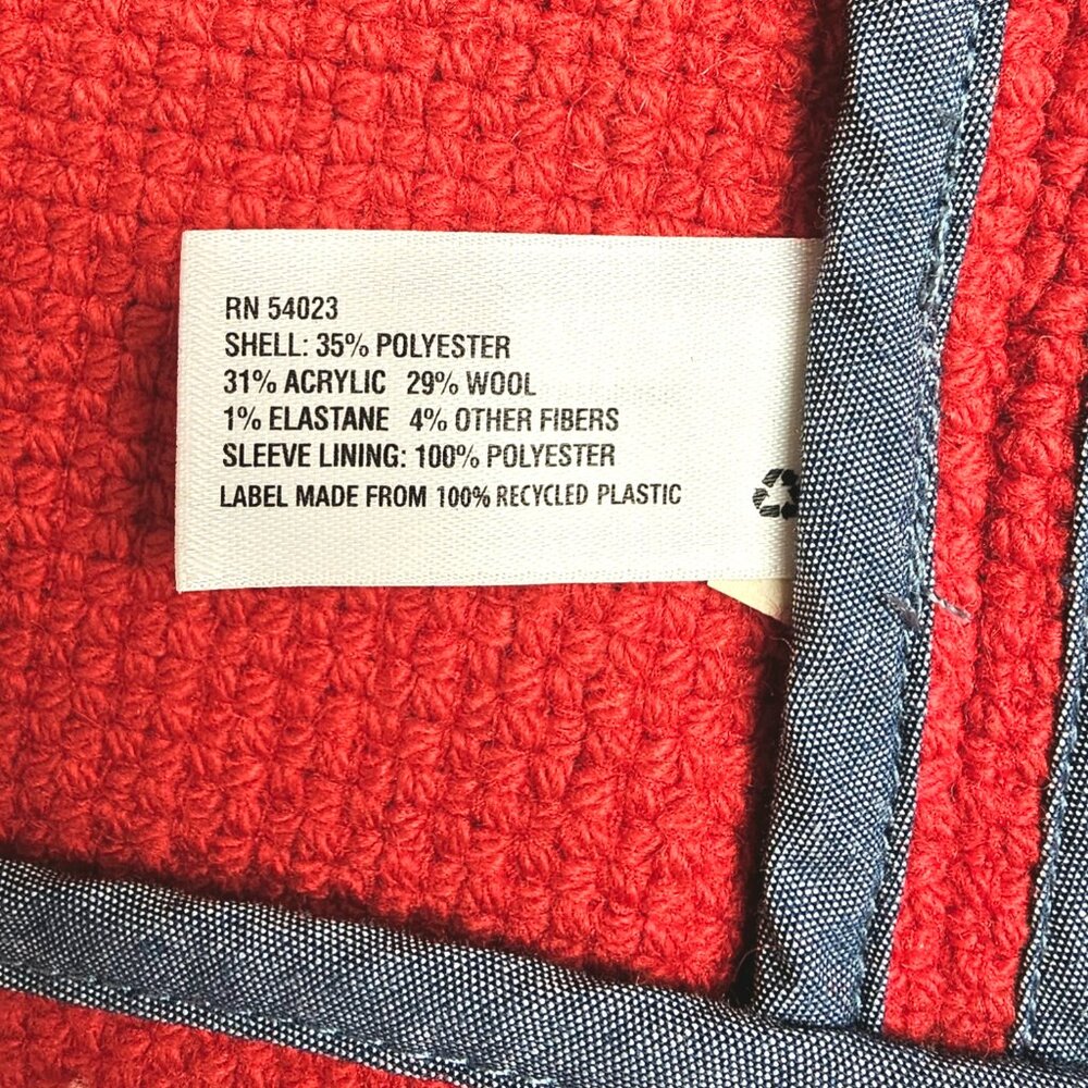 Gap Red Textured Moto Jacket Raw Edge Cropped Size 12 - Picture 12 of 13